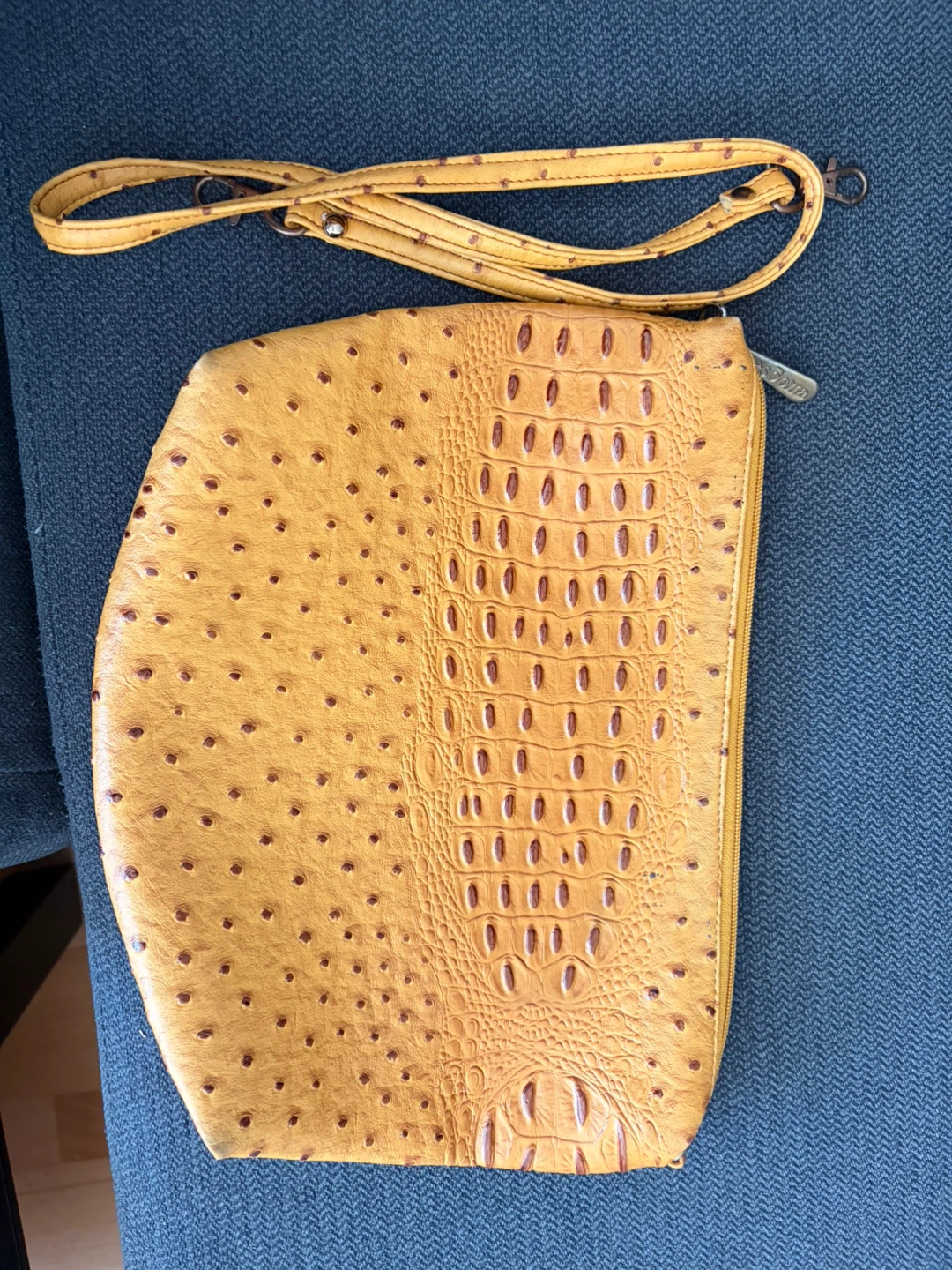 Yellow Tote Bag with Ostrich and Embossing - photo 4