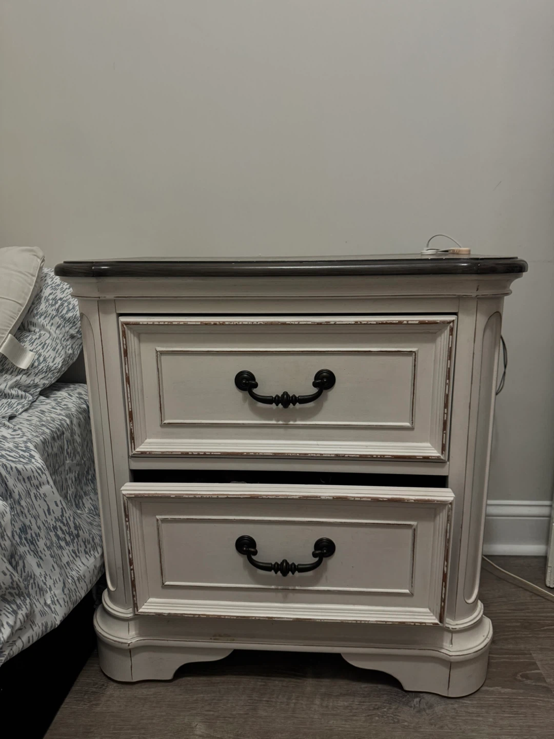 Two-Drawer Nightstand with Wood Top - photo 3