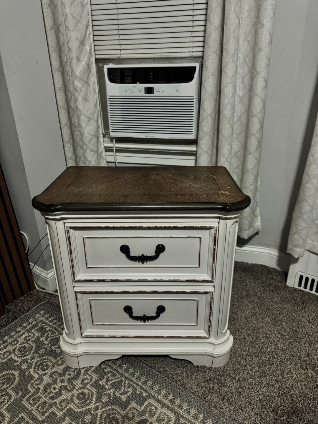 Two-Drawer Nightstand with Wood Top