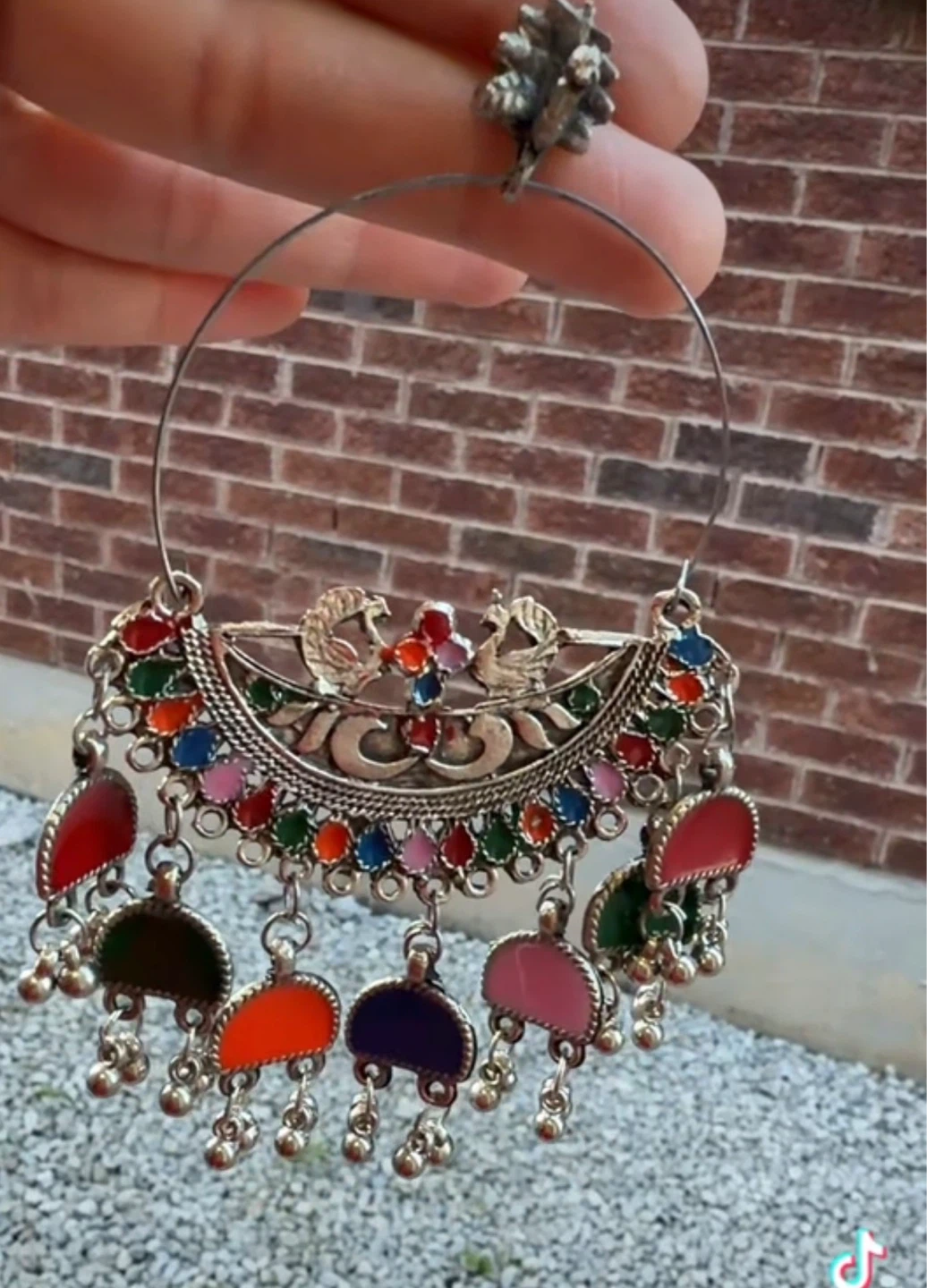 Colourful Peacock Hoop Earrings - photo 2
