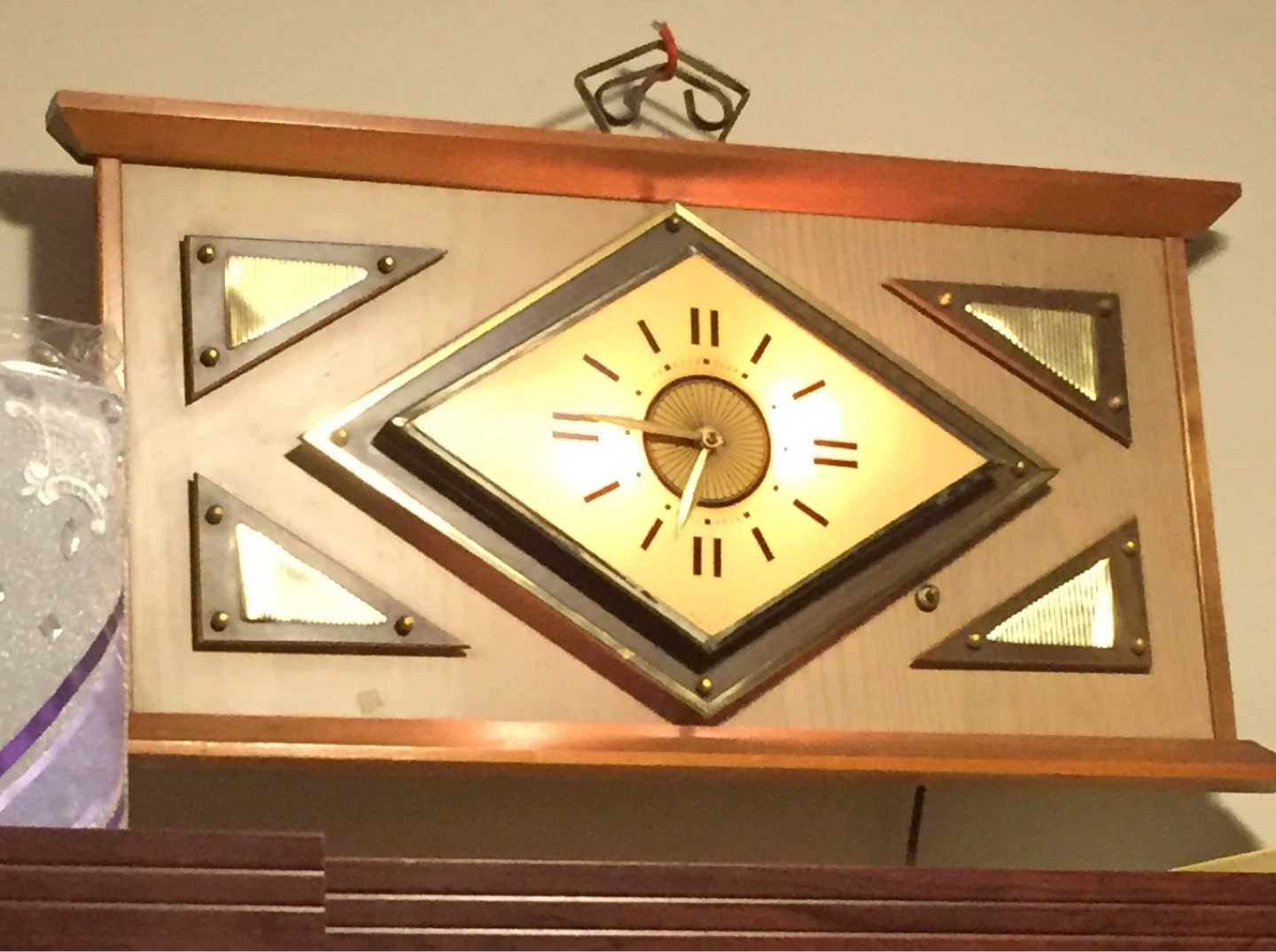 Vintage Wood and Brass Wall Clock