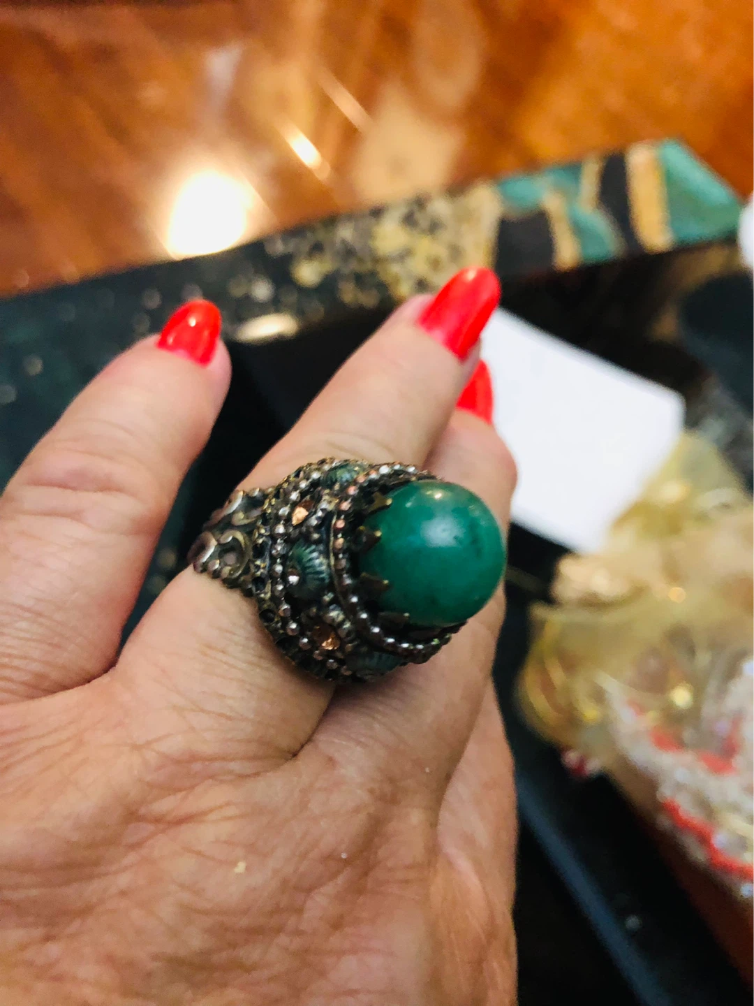 Vintage Green Stone Ring