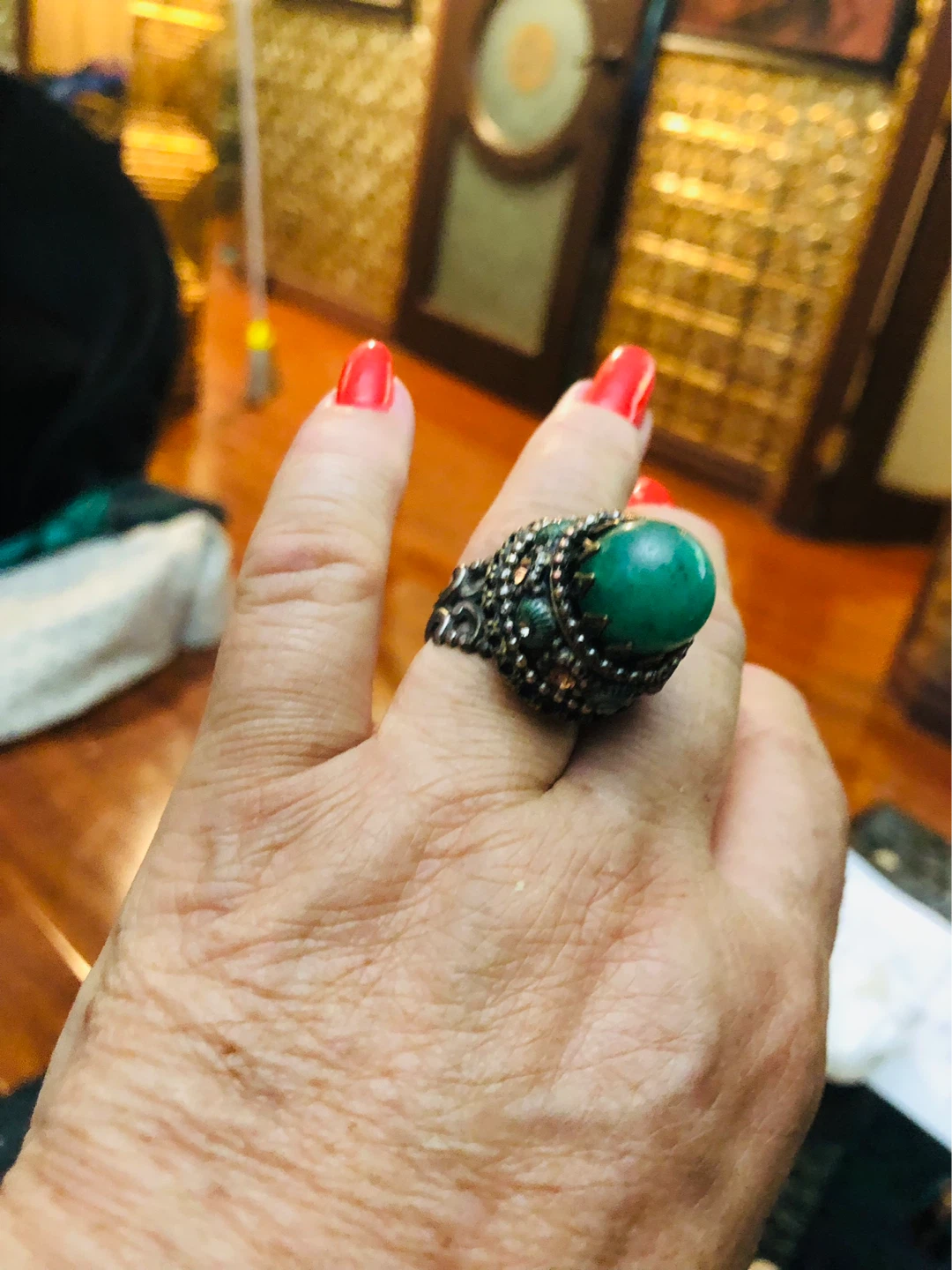 Vintage Green Stone Ring - photo 3