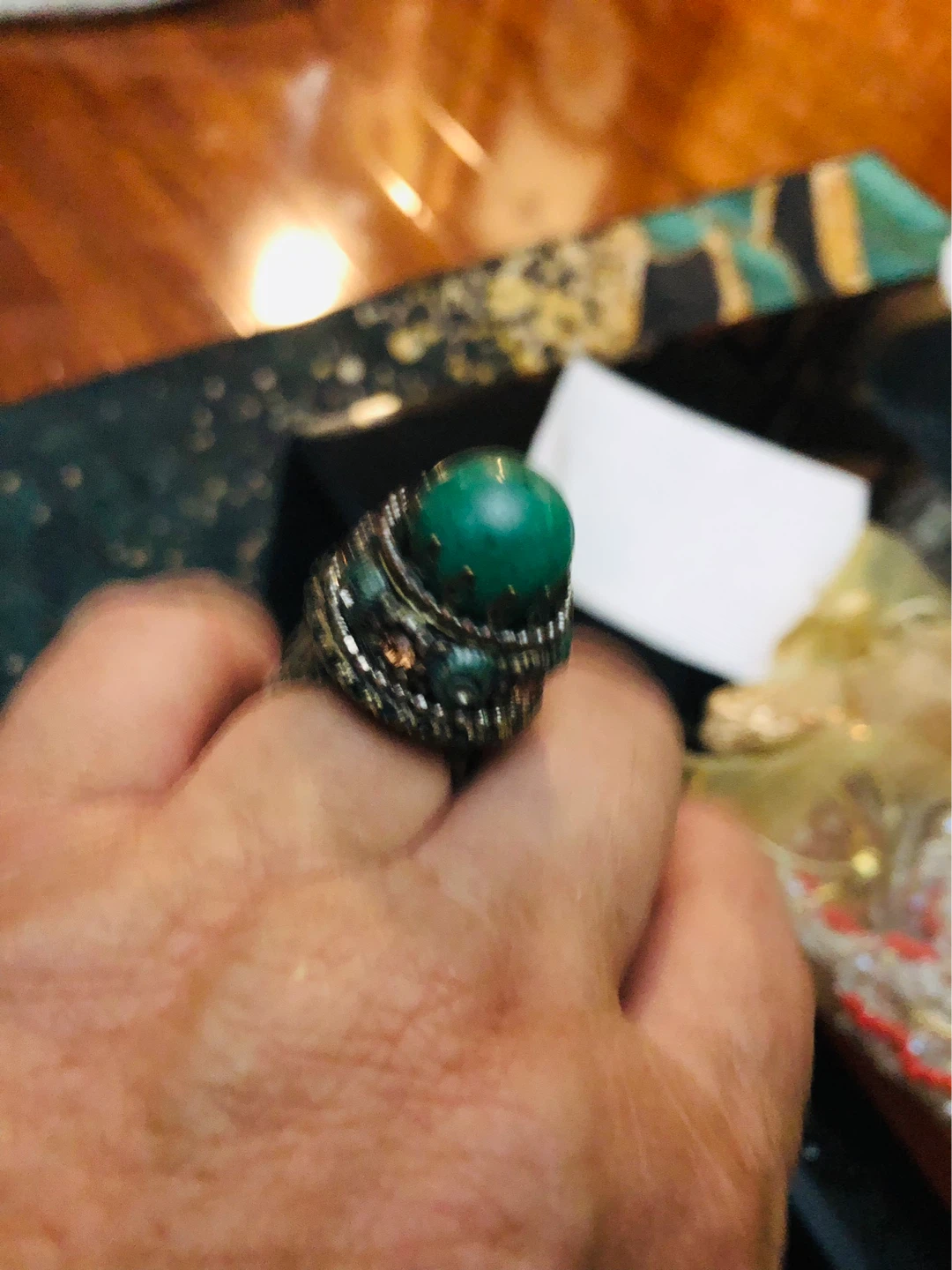 Vintage Green Stone Ring - photo 2