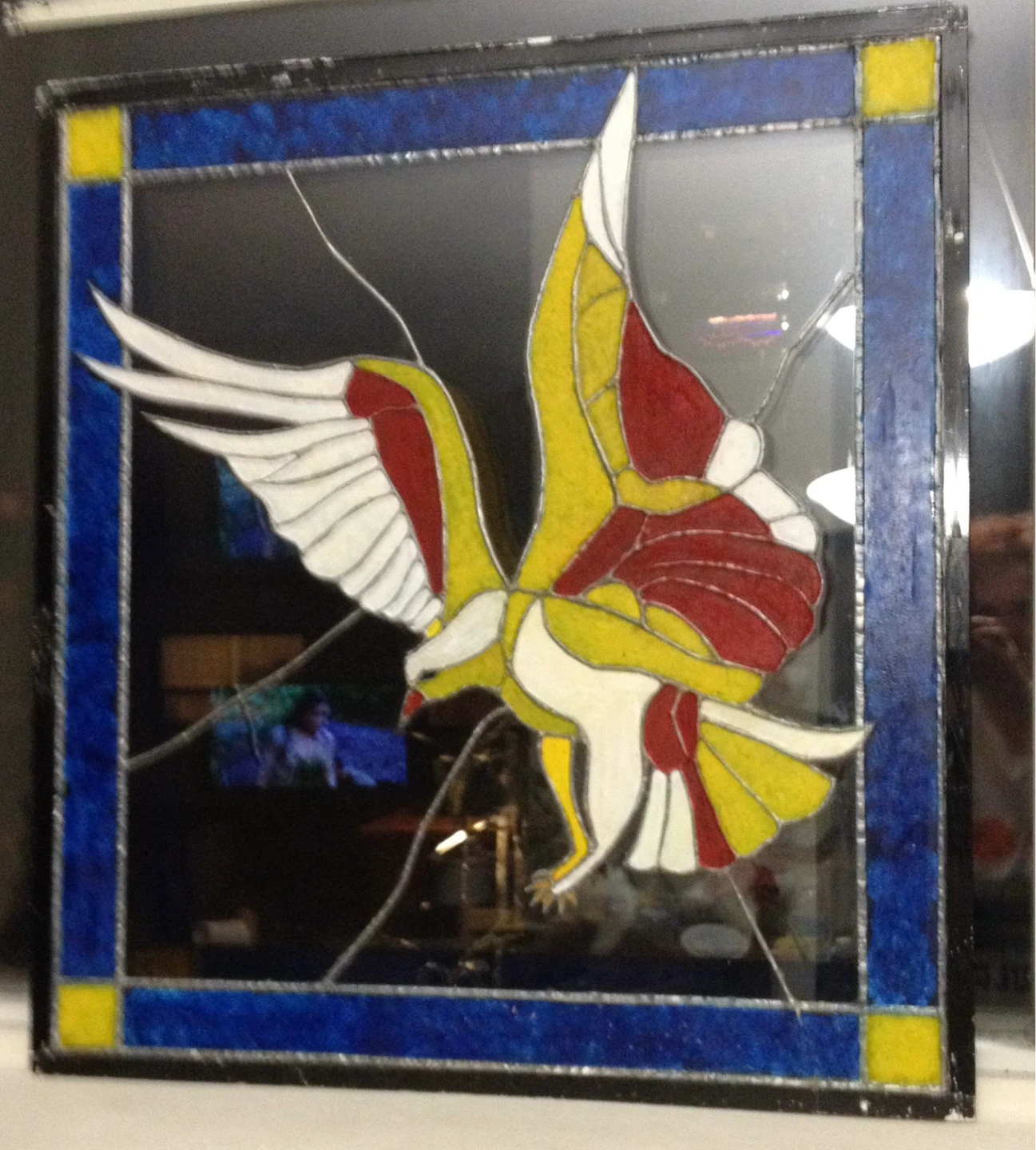 Stained glass eagle art piece