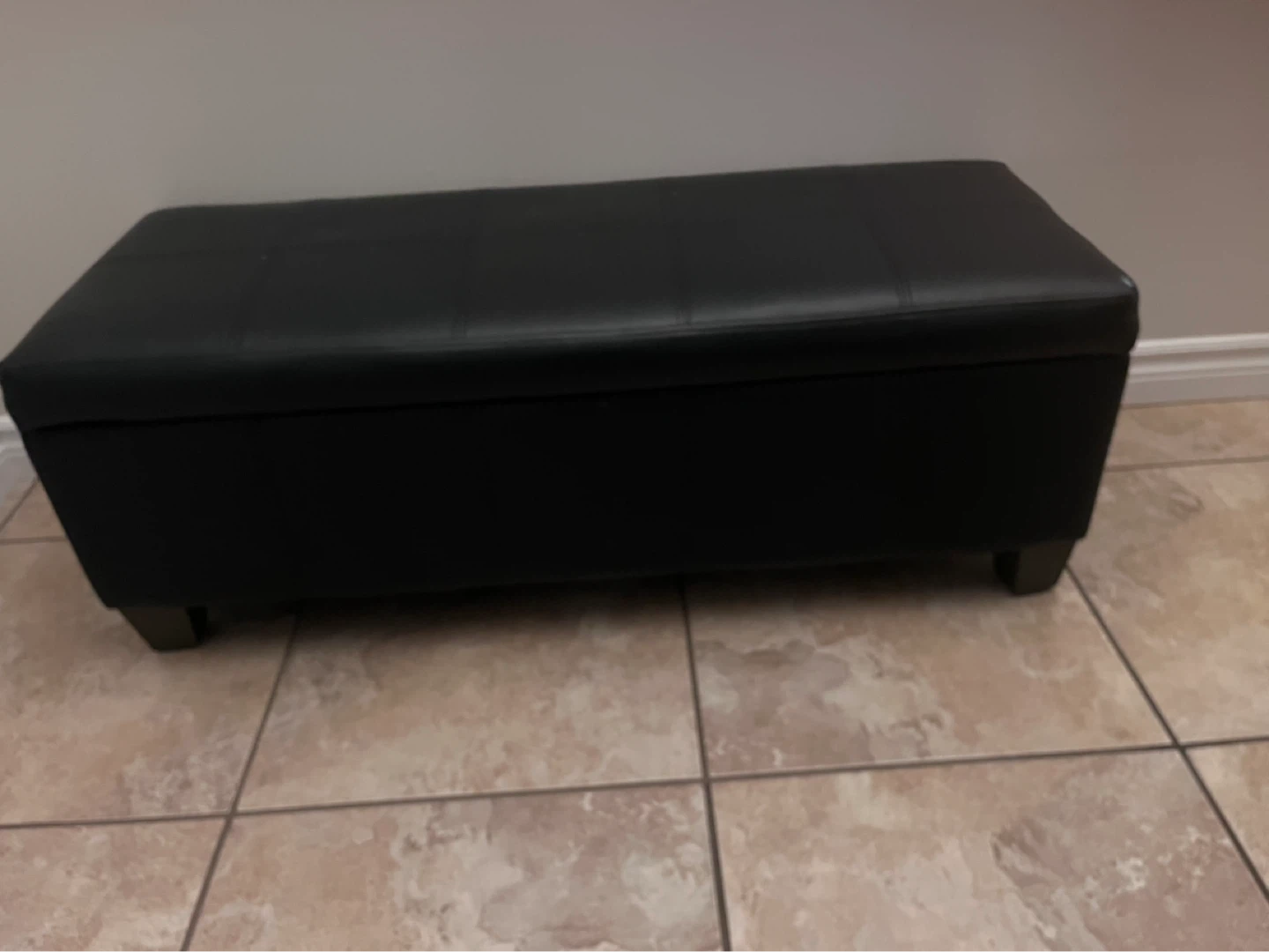 Black Faux Leather Storage Bench