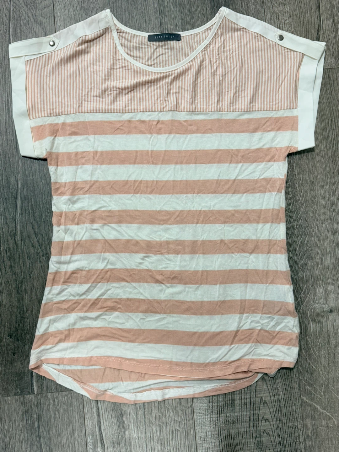 Peach & White Striped Cap Sleeve Top - photo 2