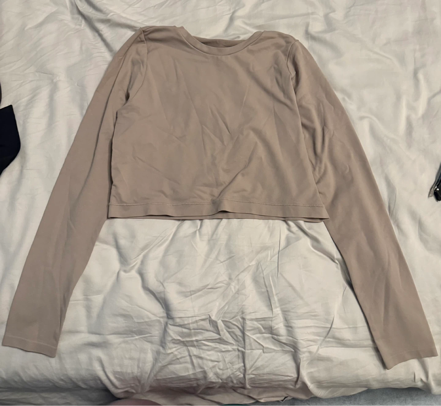Tan Long Sleeve Cropped Top