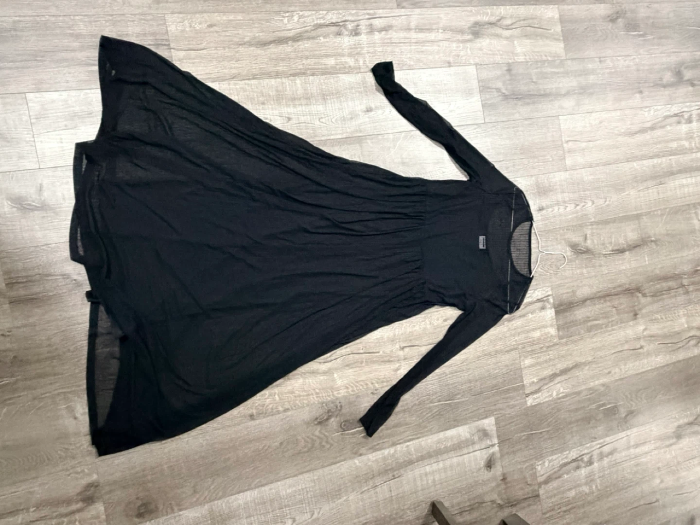 Black Mesh Long Sleeve Maxi Dress with Slip - photo 5