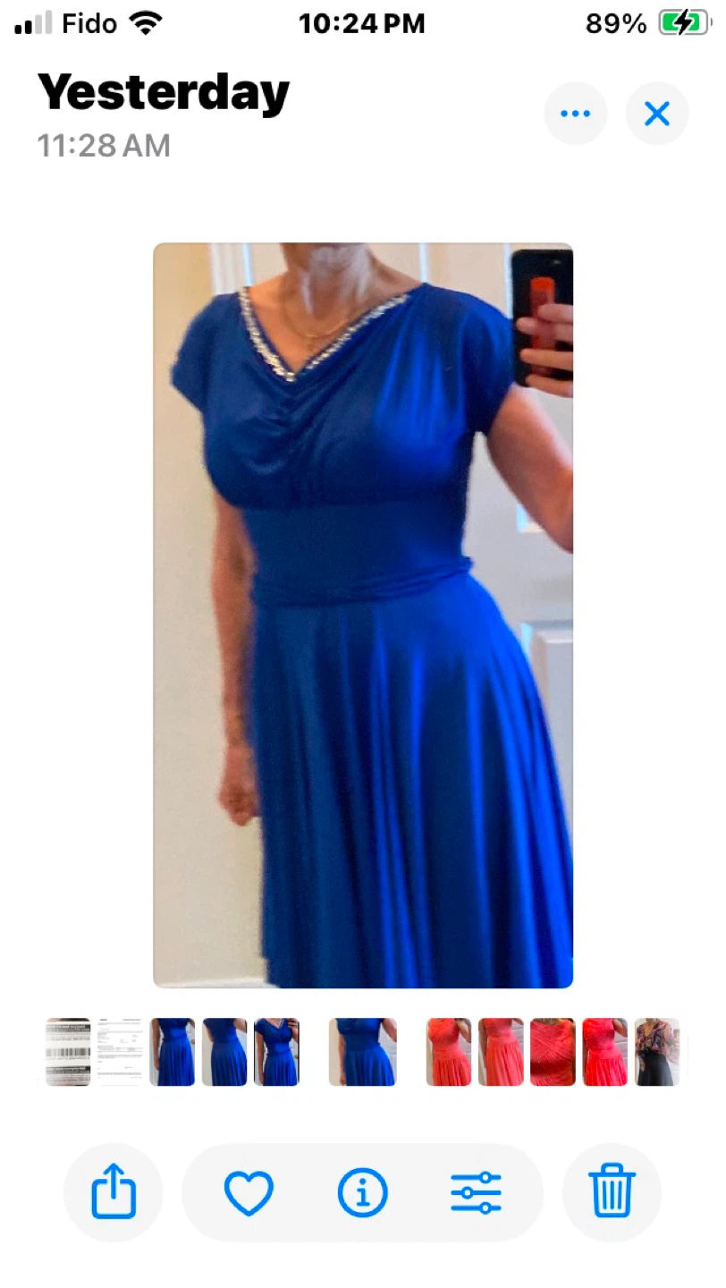 Blue dress with embellished neckline