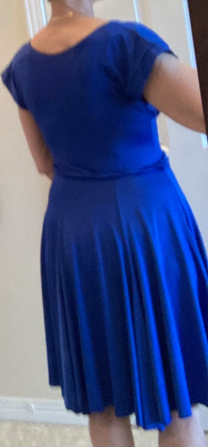 Blue dress with embellished neckline - photo 5