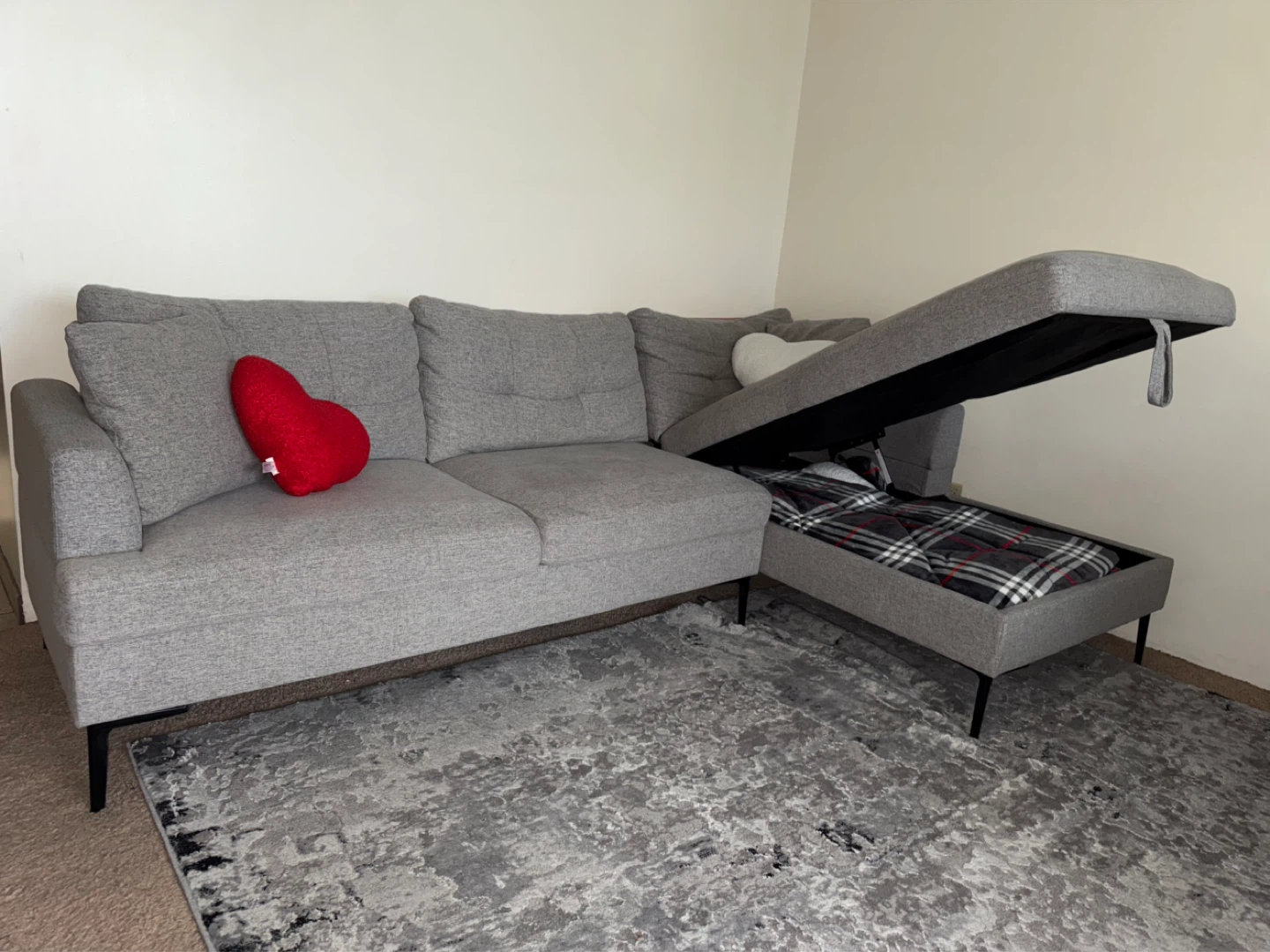 Grey Sectional Sofa with Storage Chaise - photo 2