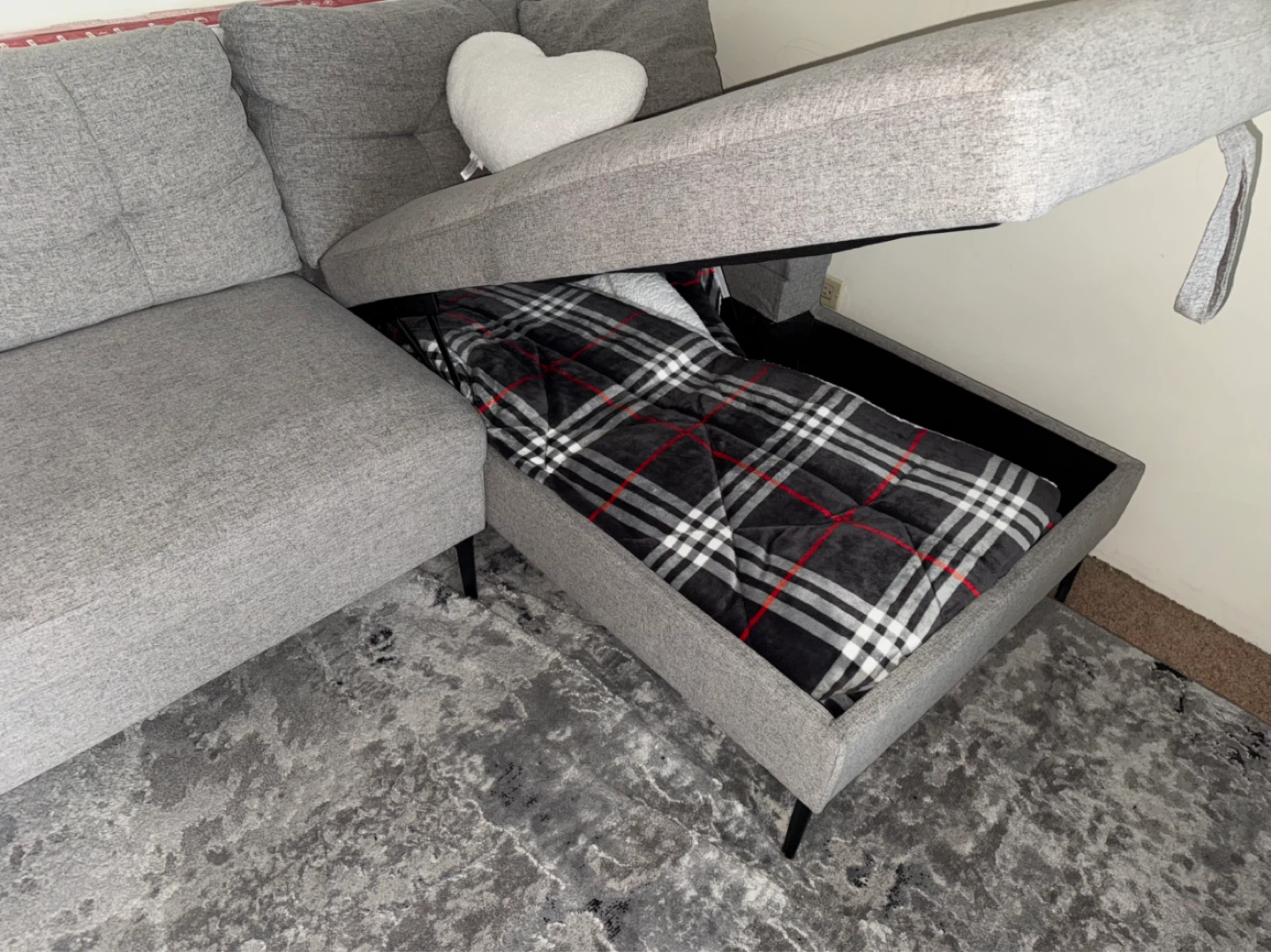 Grey Sectional Sofa with Storage Chaise - photo 3