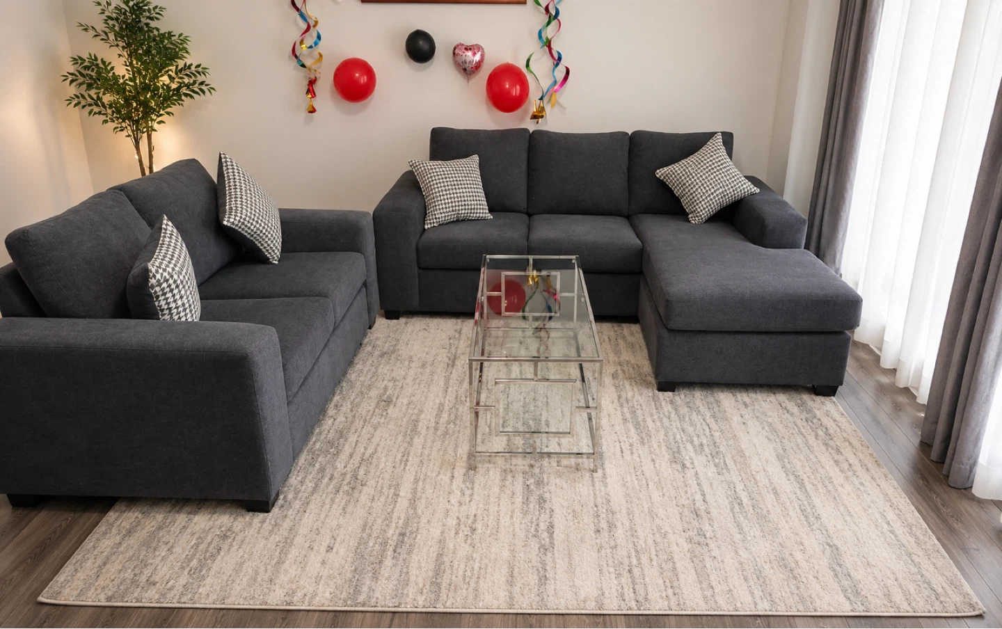 Sofa Set (Chaise Sofa + Loveseat) | Grey | MOVING SALE