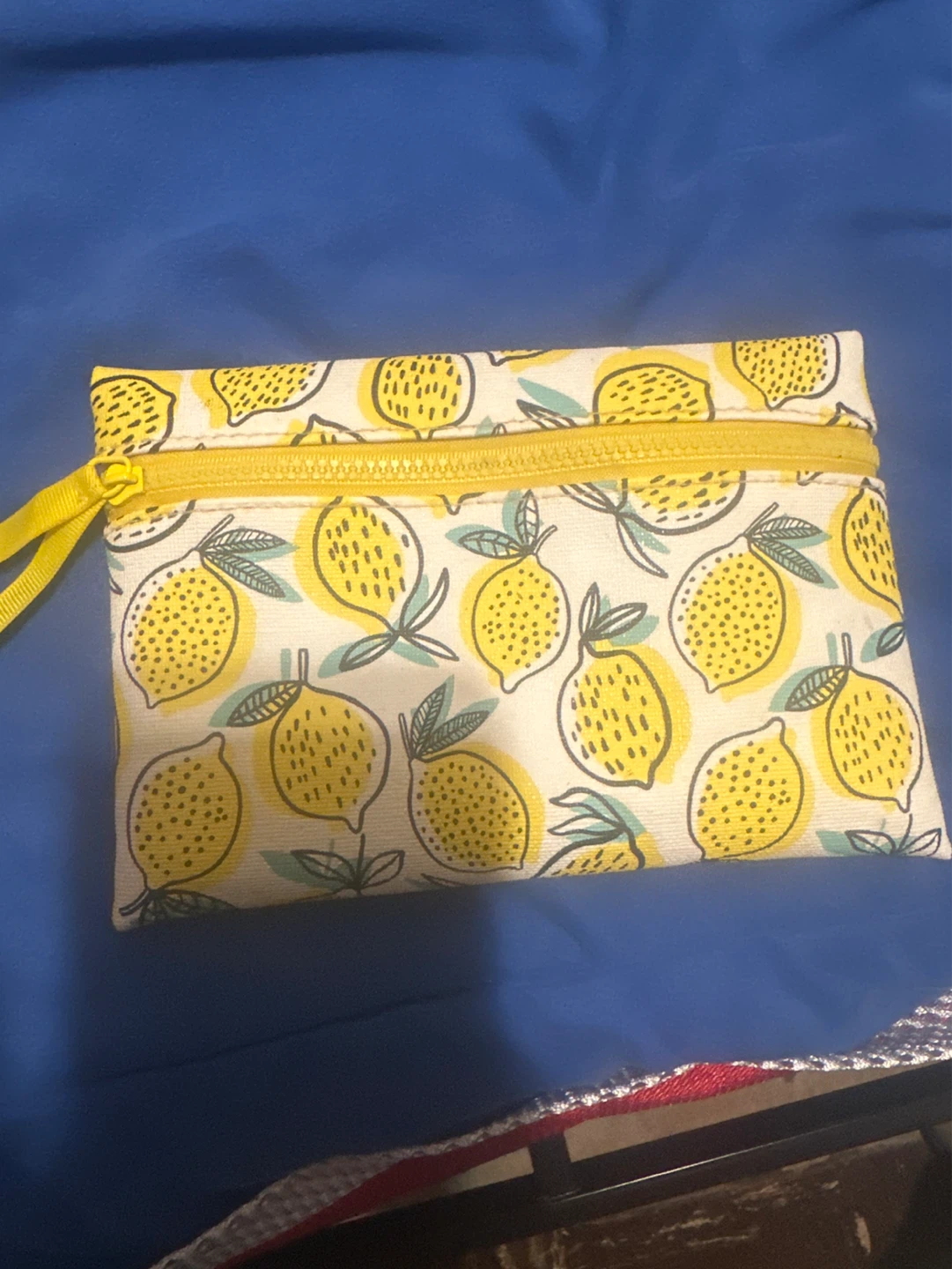 Lemon Print Pouch with Yellow Zipper