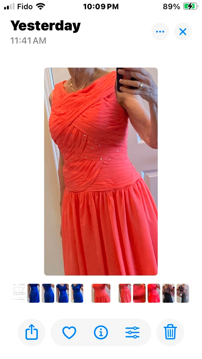 Elegant Coral Ruched Chiffon Dress with Sparkle Accents