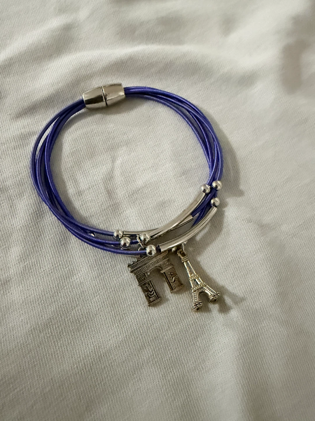 Purple Charm Bracelet with Eiffel Tower - photo 2