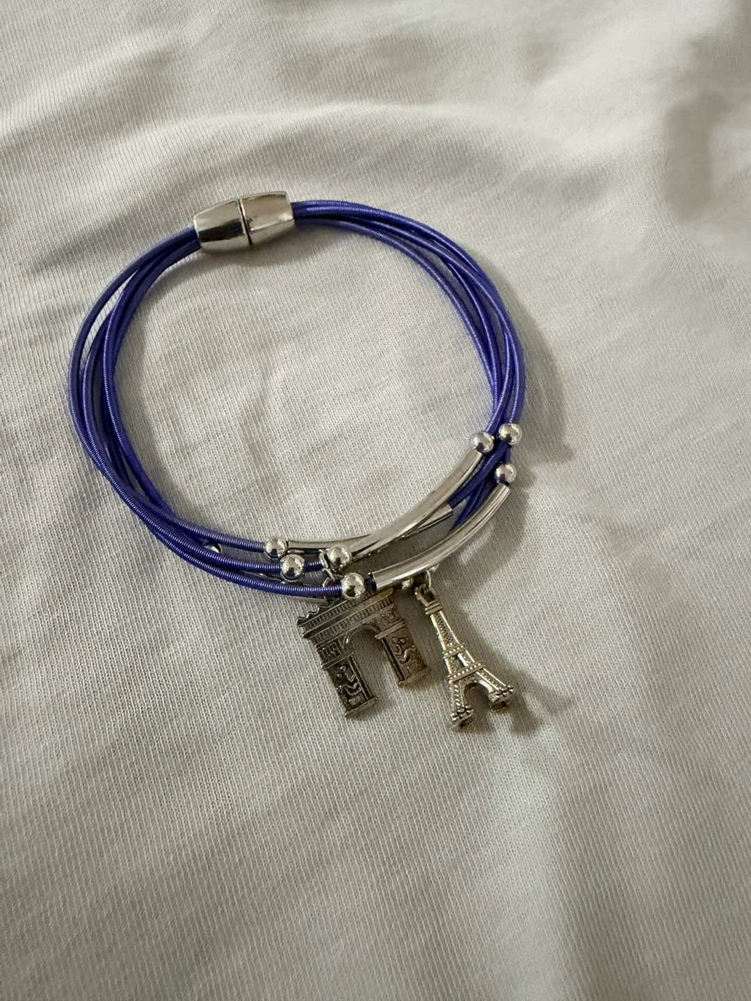 Purple Charm Bracelet with Eiffel Tower - photo 4