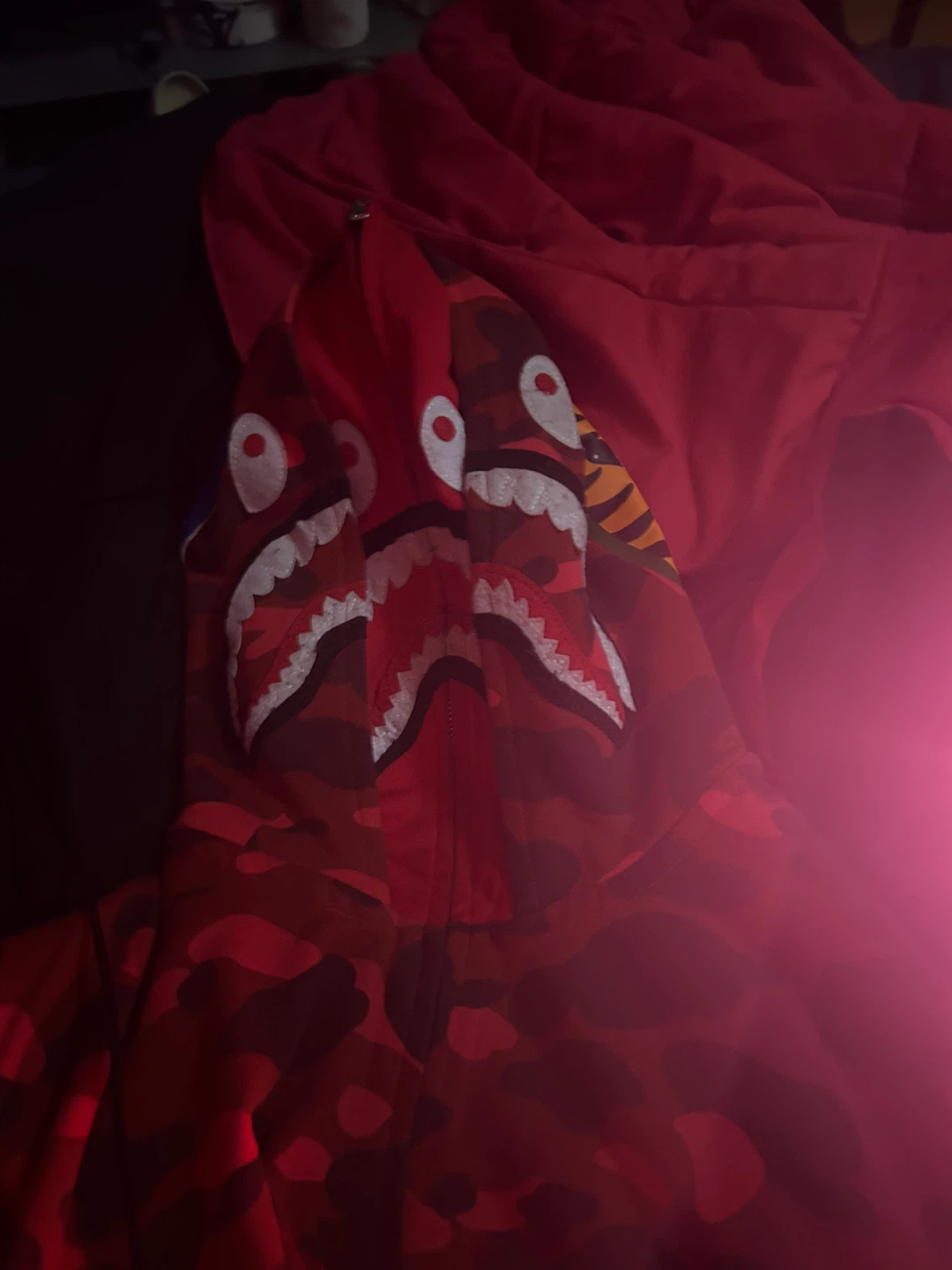 Double hooded red bape hoodie