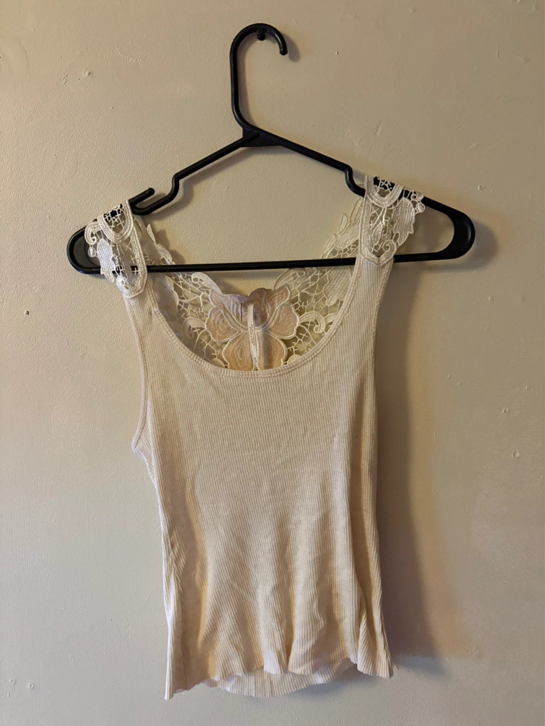 Cream Lace Back Tank Top Free People