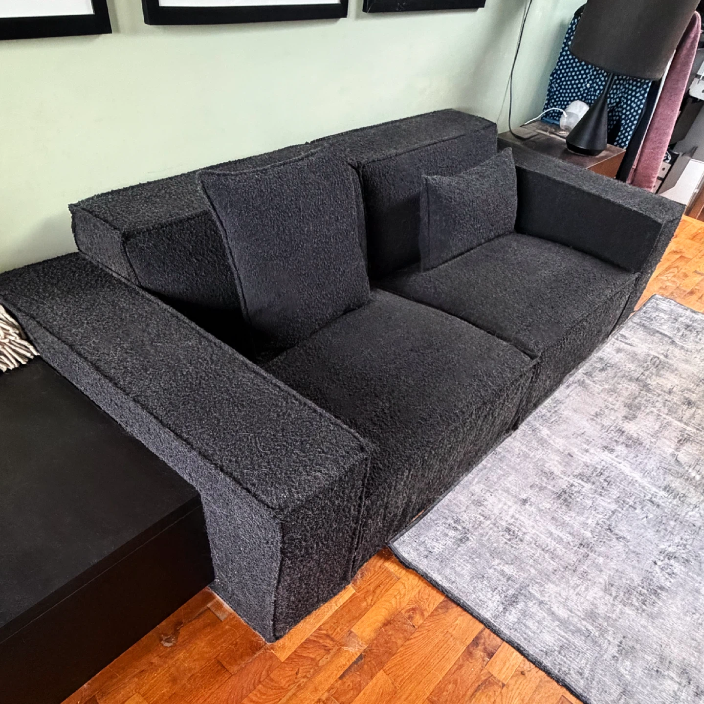 Black Bouclé Sofa - photo 3