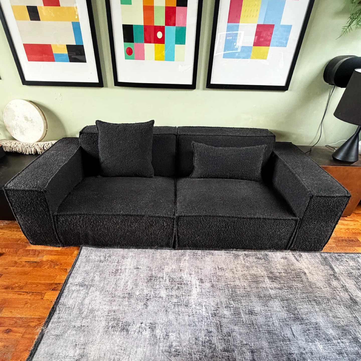 Black Bouclé Sofa - photo 2