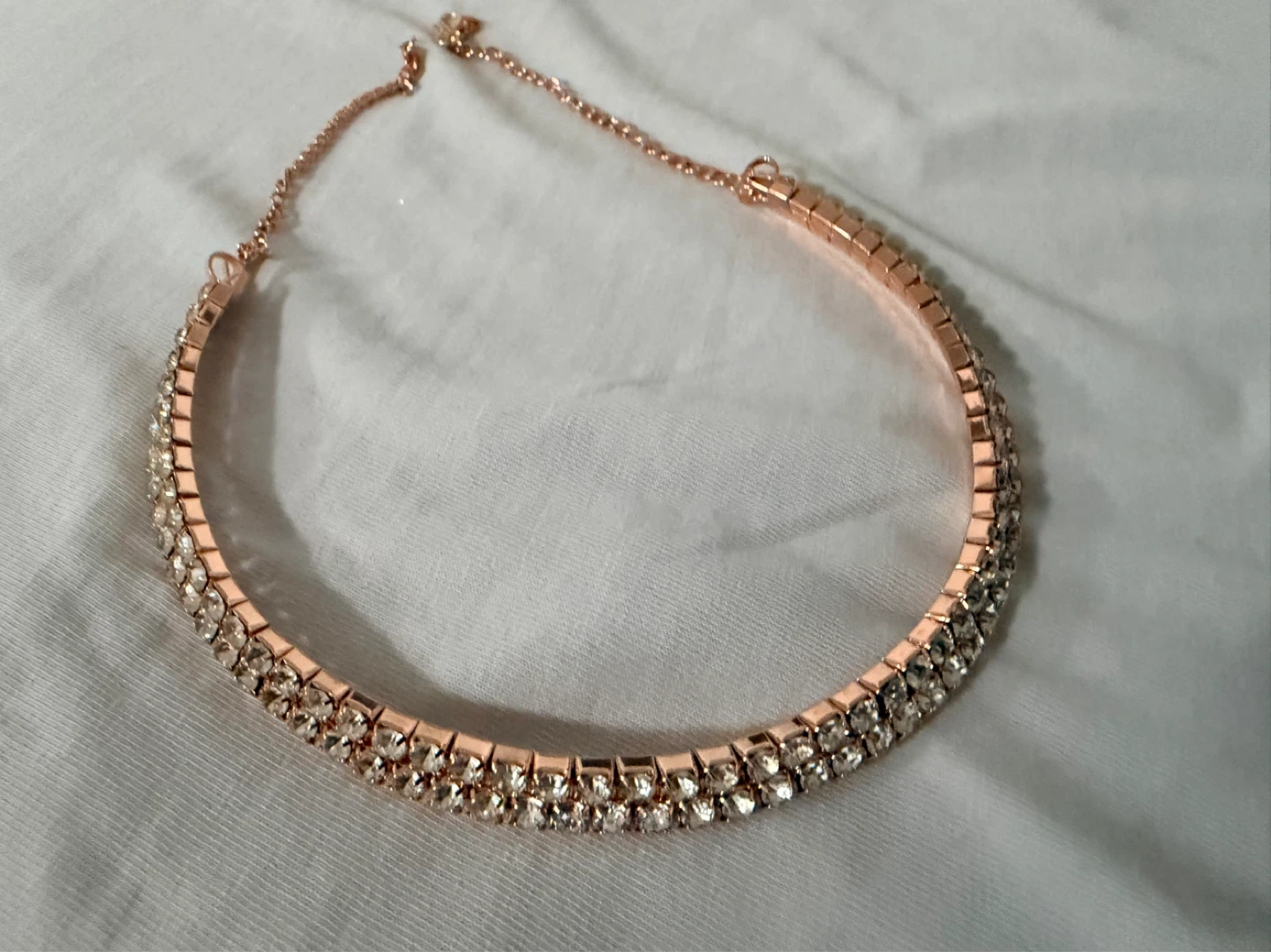 Rose Gold Rhinestone Choker Necklace