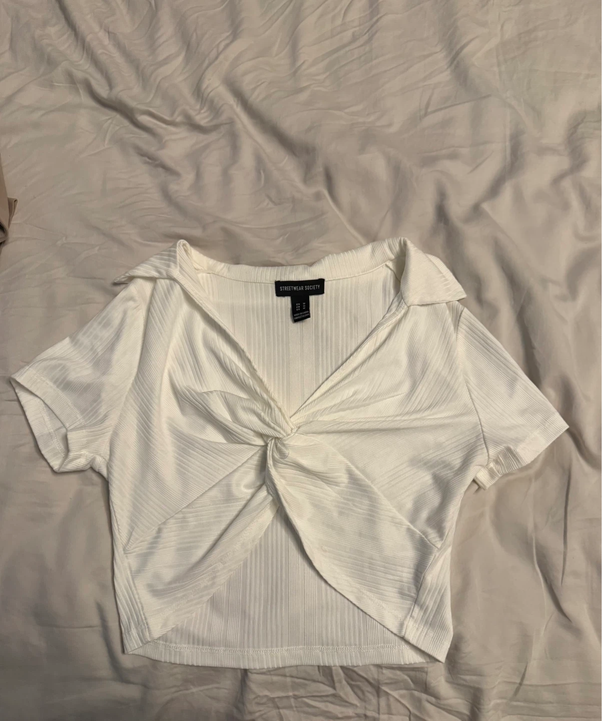 White Twist Front Crop Top