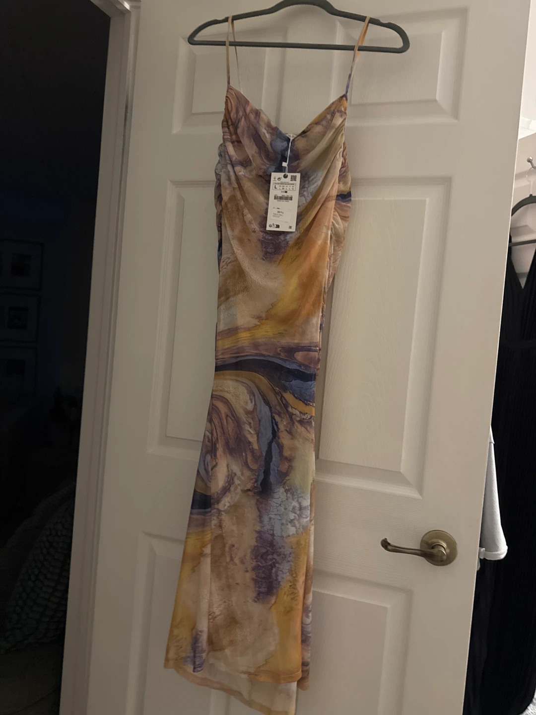 ZARA Ruched Mesh Maxi Dress
