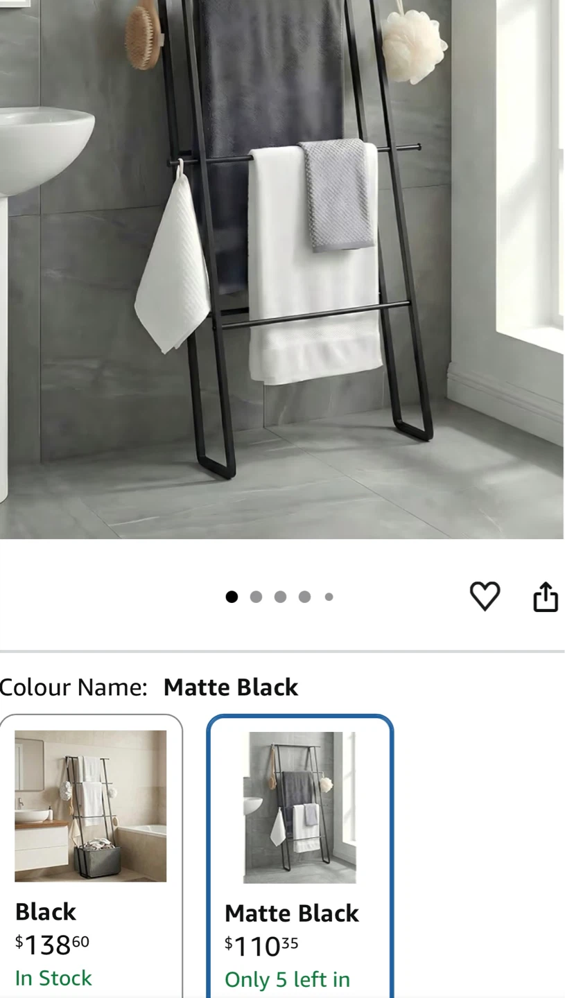 Matte Black Leaning Towel Rack - photo 5