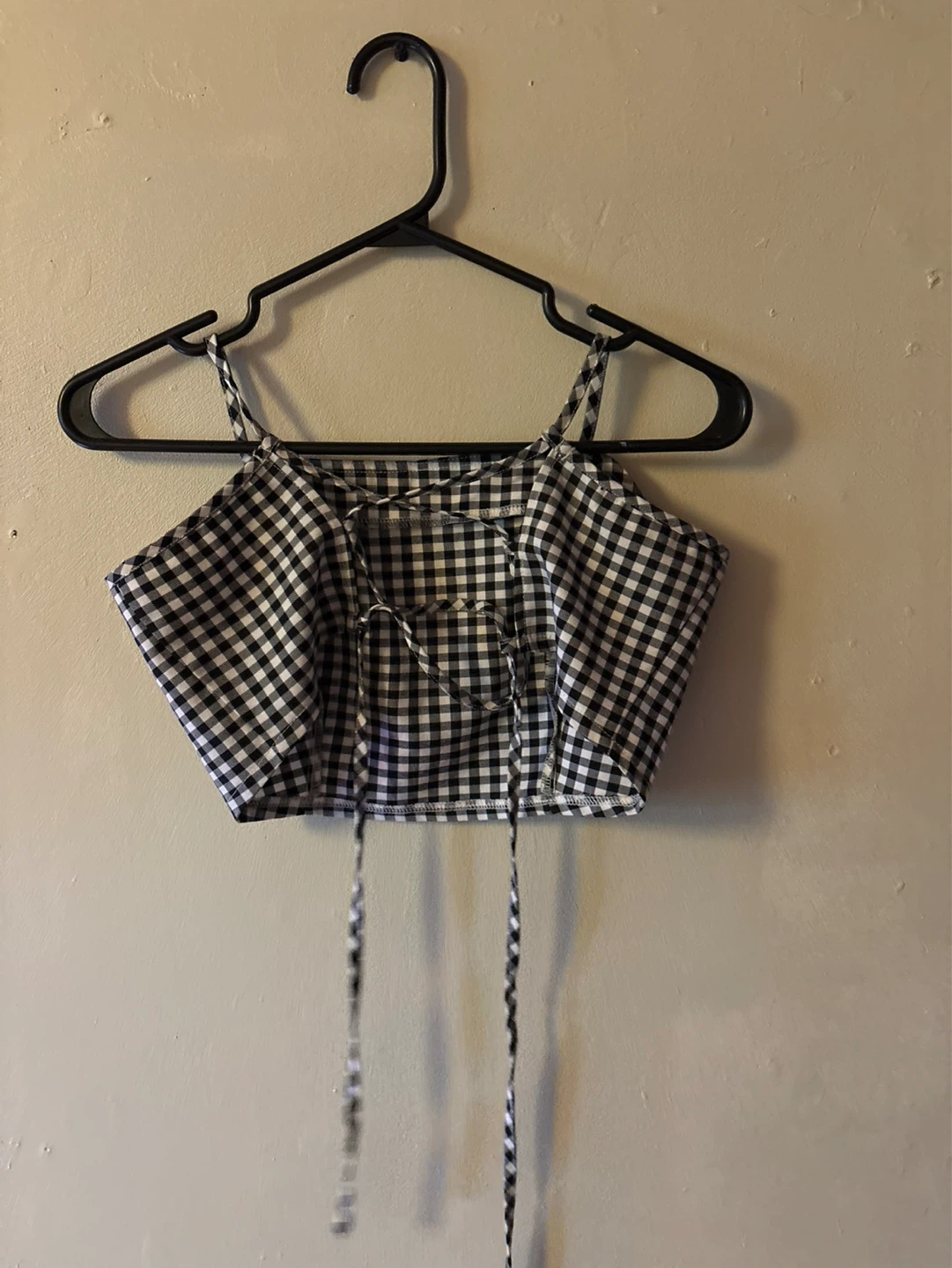 Black and White Gingham Crop Top - photo 2