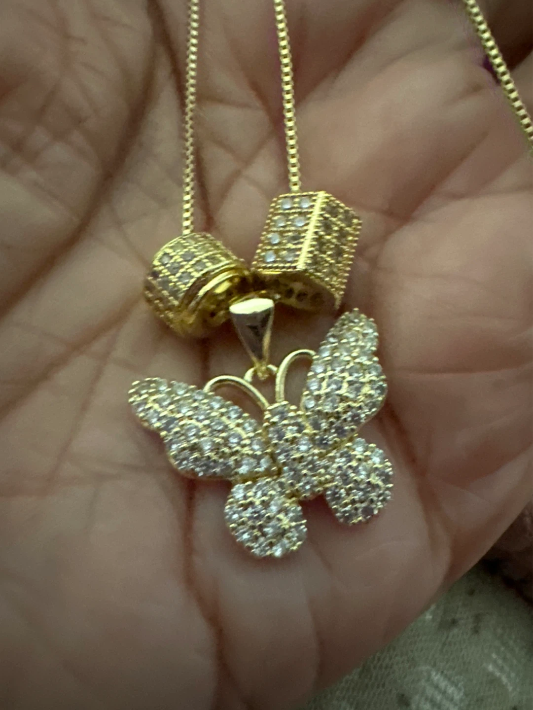 14kGold laminated Butterfly Pendant Necklace with Charms - photo 2