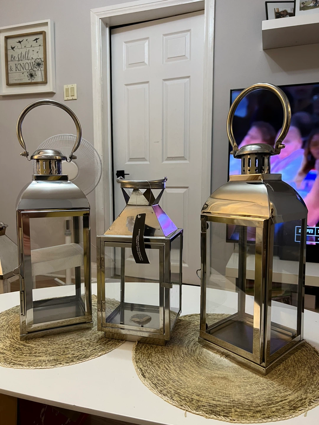 Large Silver Metal Lanterns
