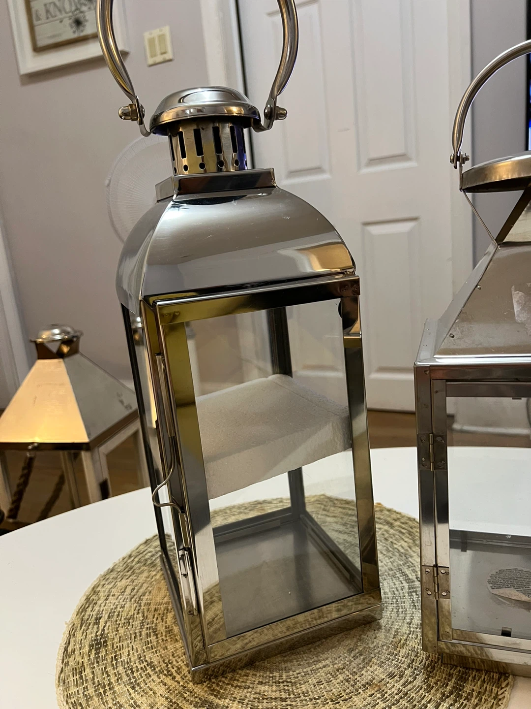 Large Silver Metal Lanterns - photo 2