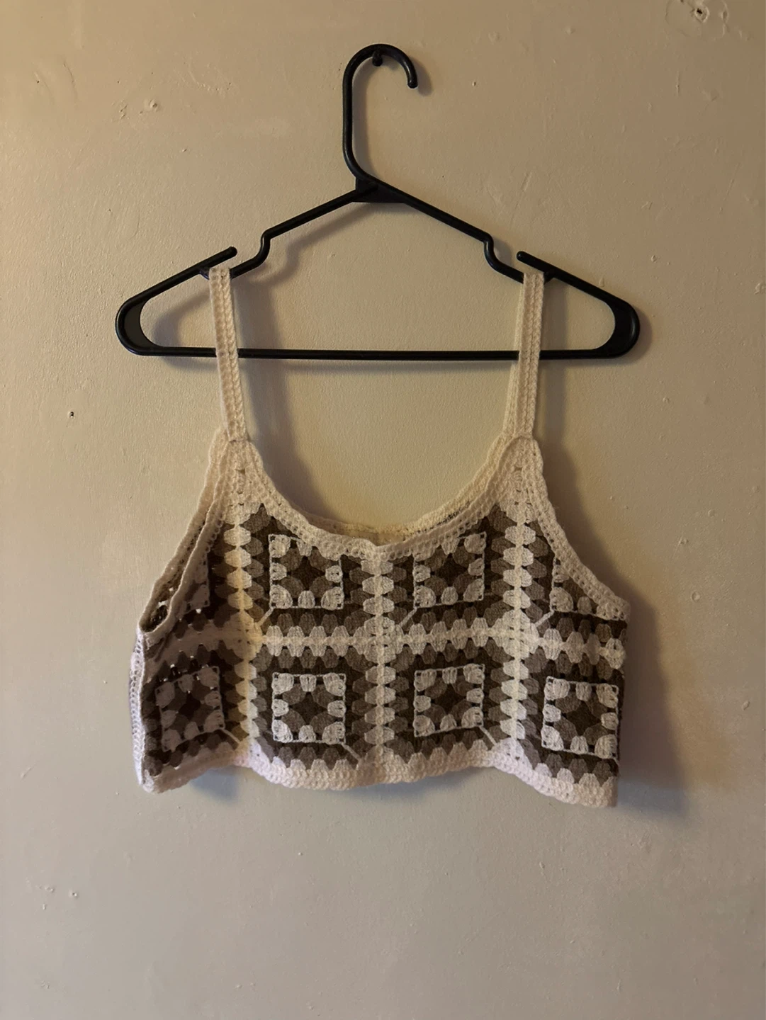 Crocheted Granny Square Crop Top & Shorts Set