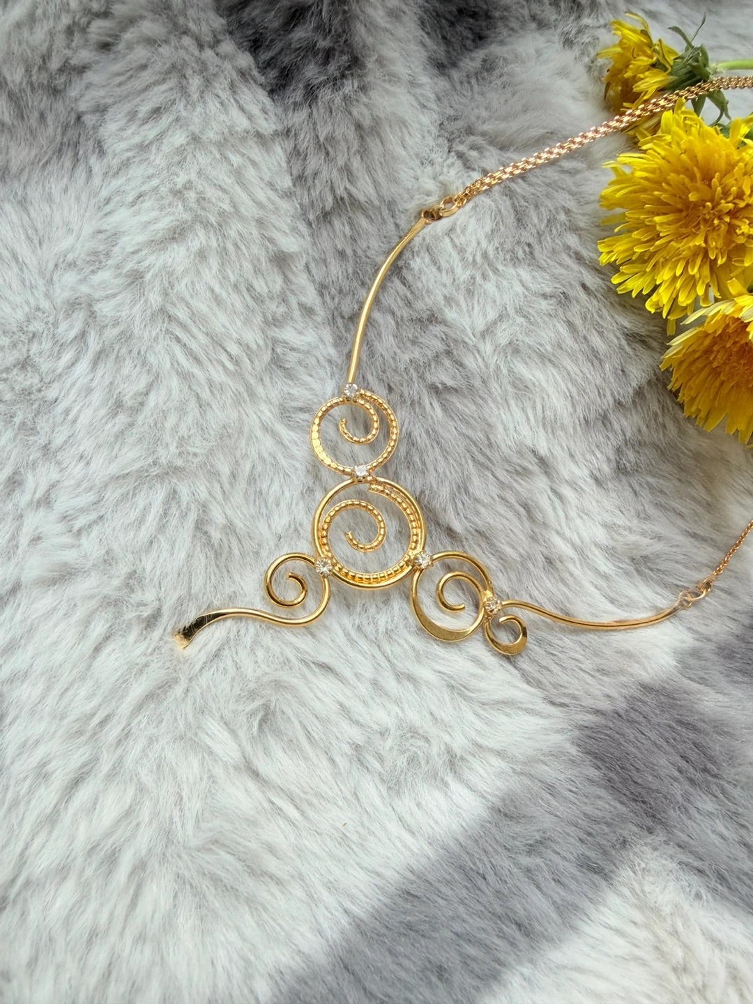 Gold-tone Swirl Necklace with Accent Crystals - photo 3