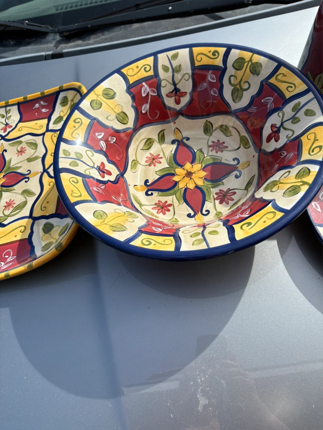 Hand-Painted Ceramic Bowl and Plates Set - photo 4