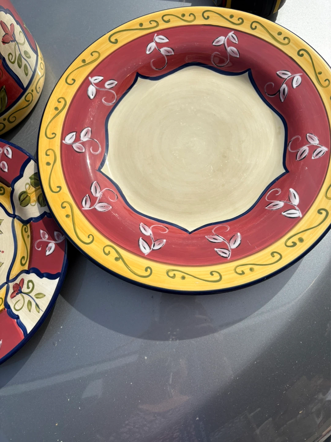 Hand-Painted Ceramic Bowl and Plates Set - photo 2