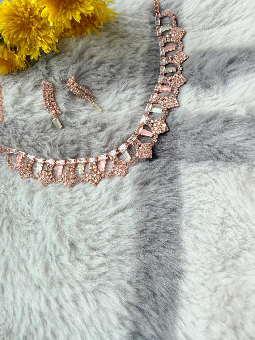Rose Gold Choker Necklace with Matching Earrings - photo 2