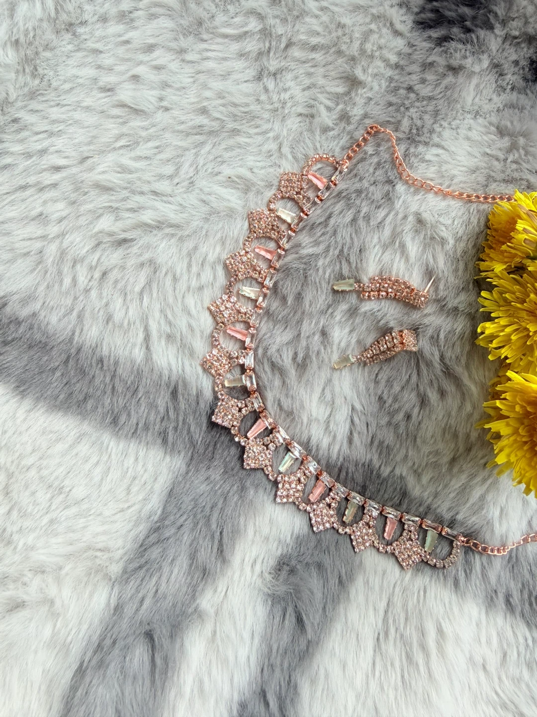 Rose Gold Choker Necklace with Matching Earrings - photo 3