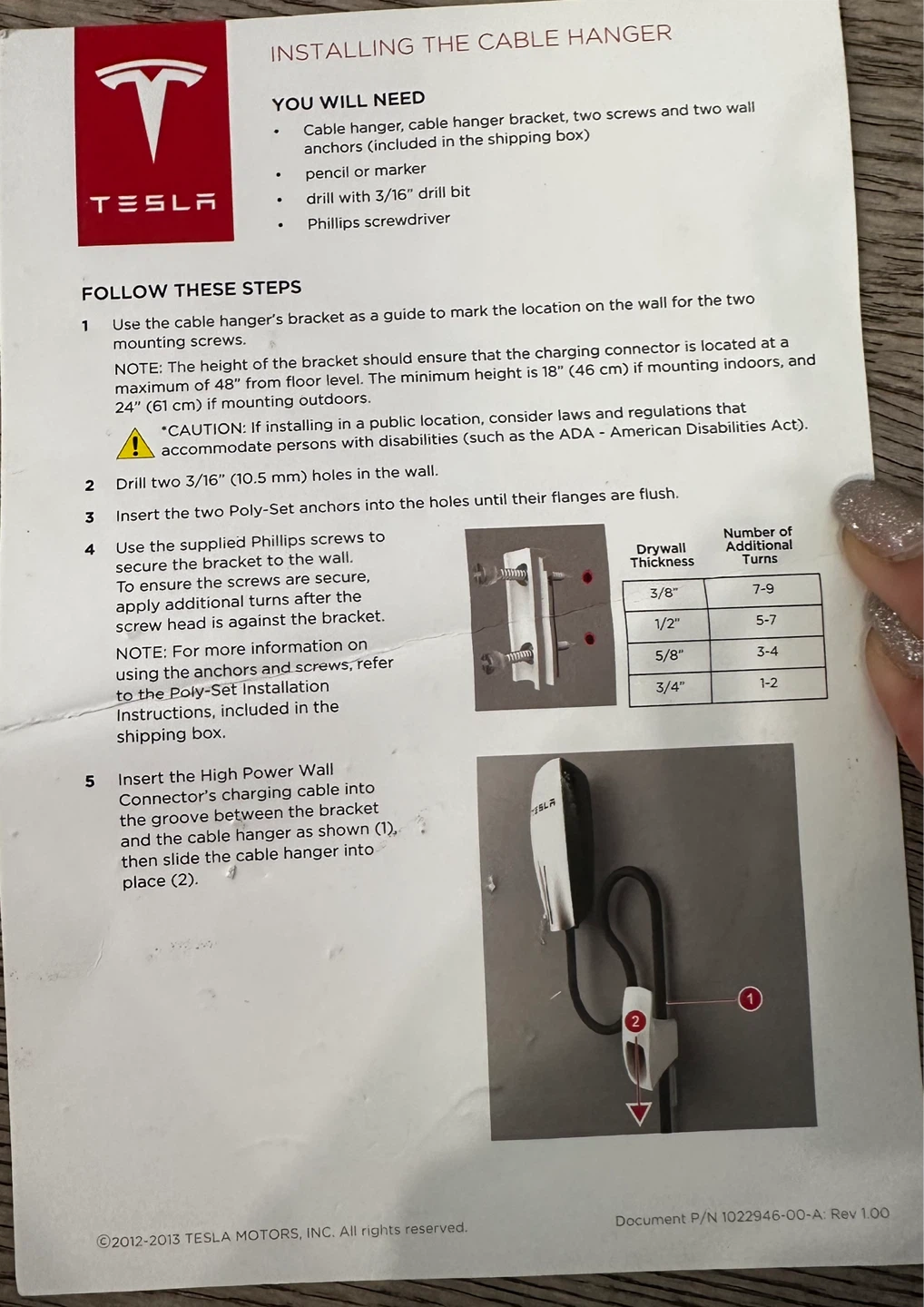 Tesla Cable Hanger Bracket