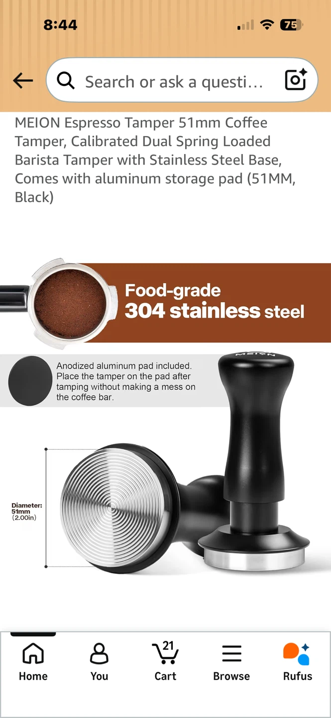 MEION Espresso Tamper 51mm Dual Spring Loaded Calibrated - photo 5