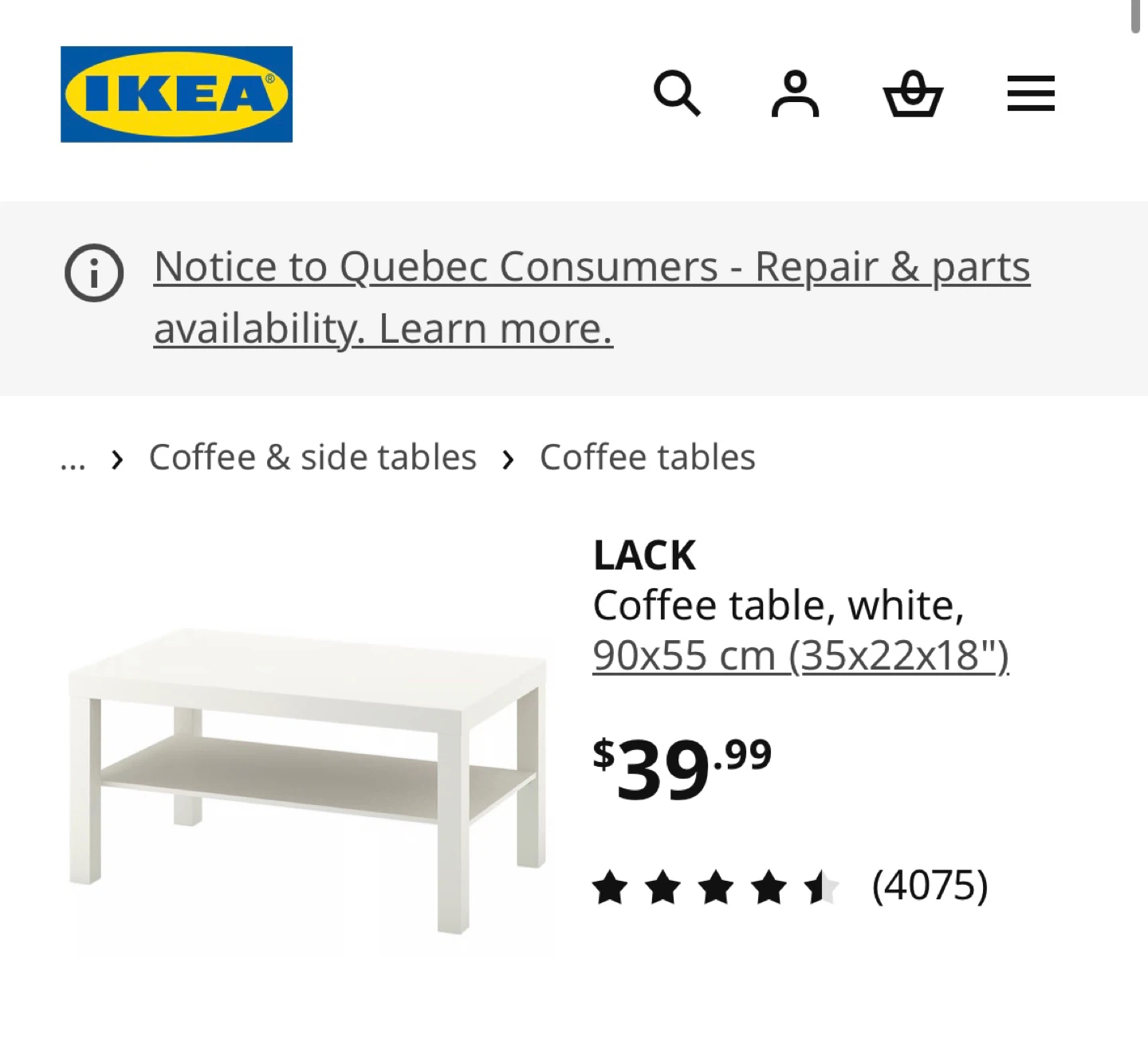 IKEA coffee table