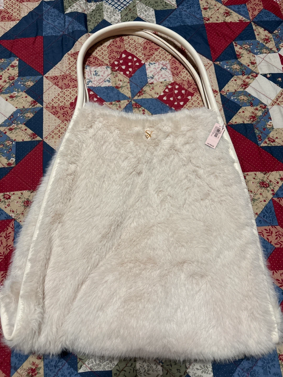Victoria's Secret Faux Fur Tote Bag Cream