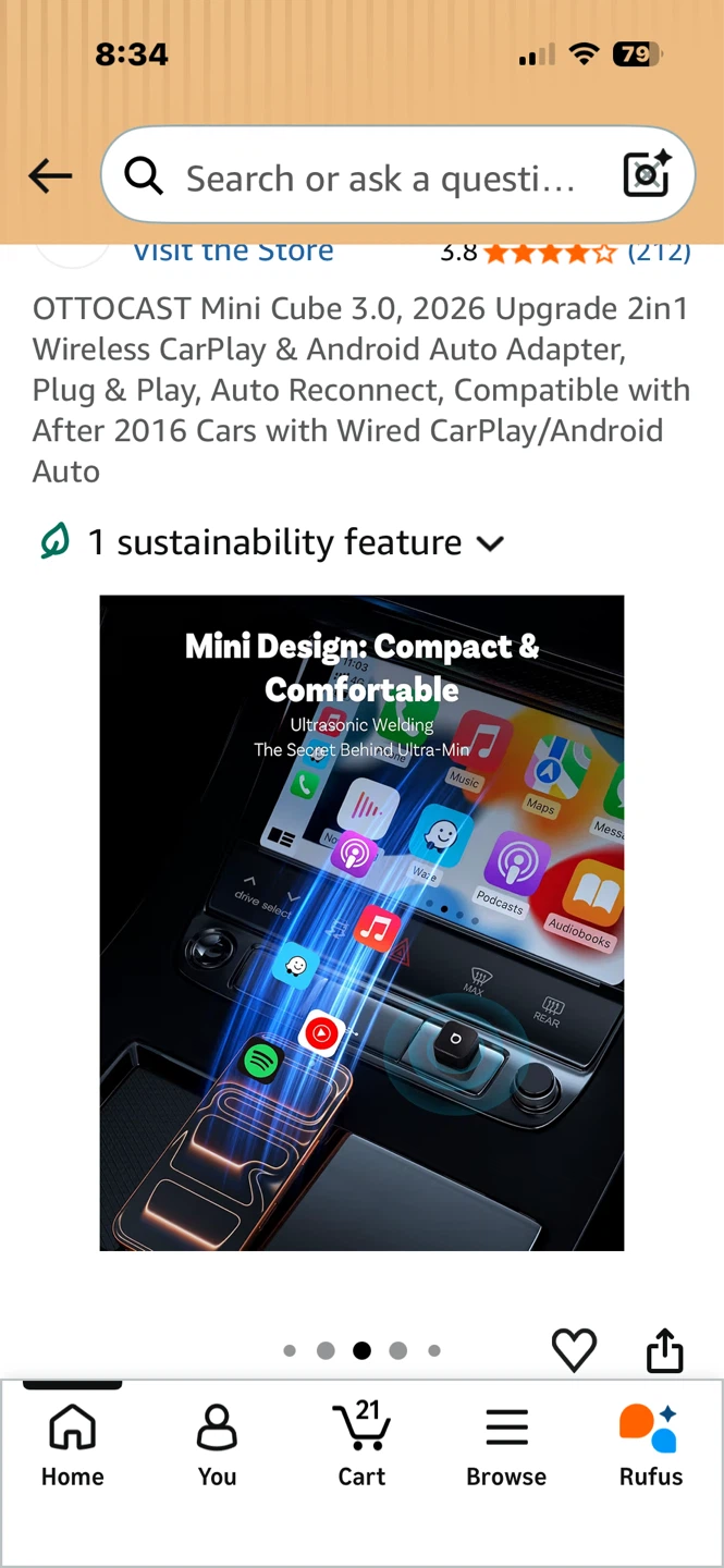 OTTOCAST Mini Cube 3.0 Wireless CarPlay & Android Auto Adapter - photo 5