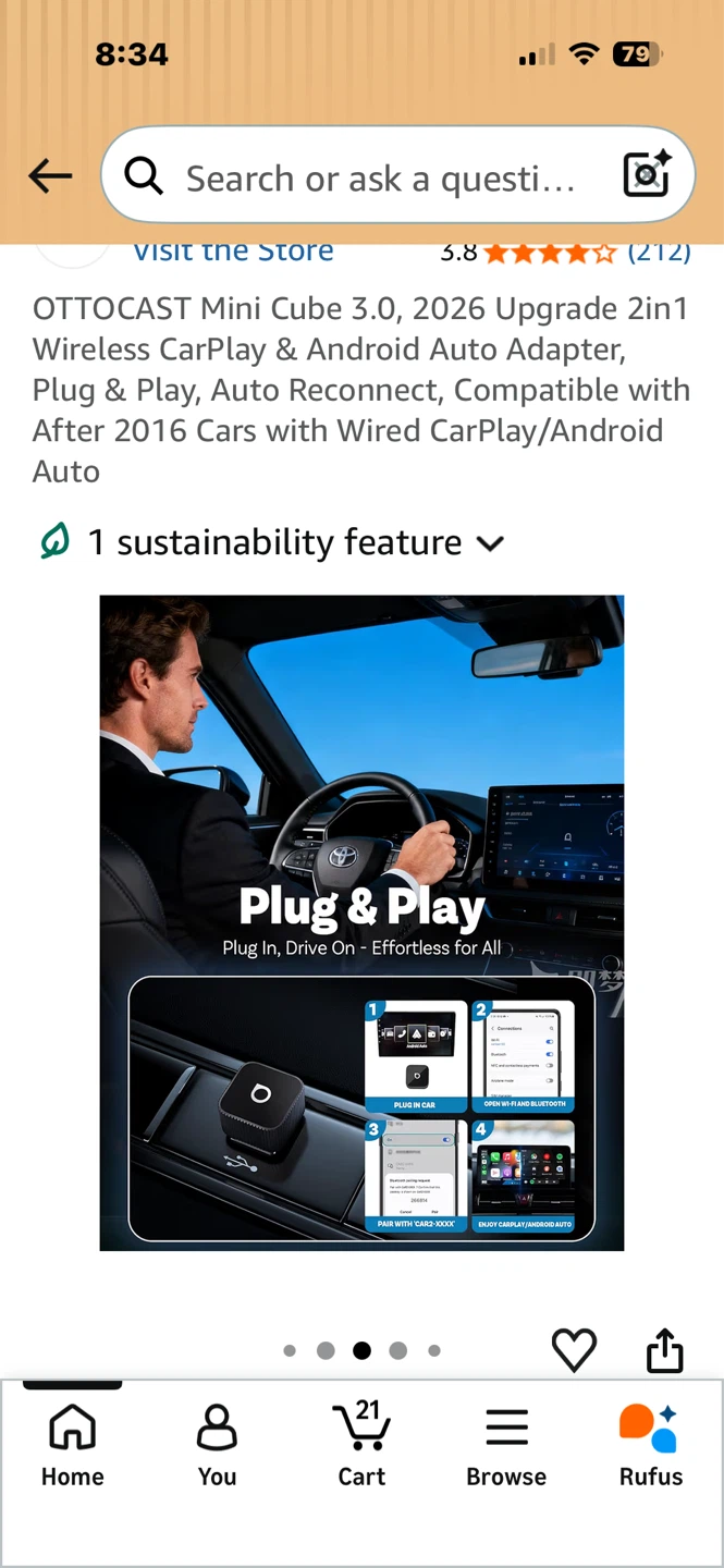 OTTOCAST Mini Cube 3.0 Wireless CarPlay & Android Auto Adapter - photo 4