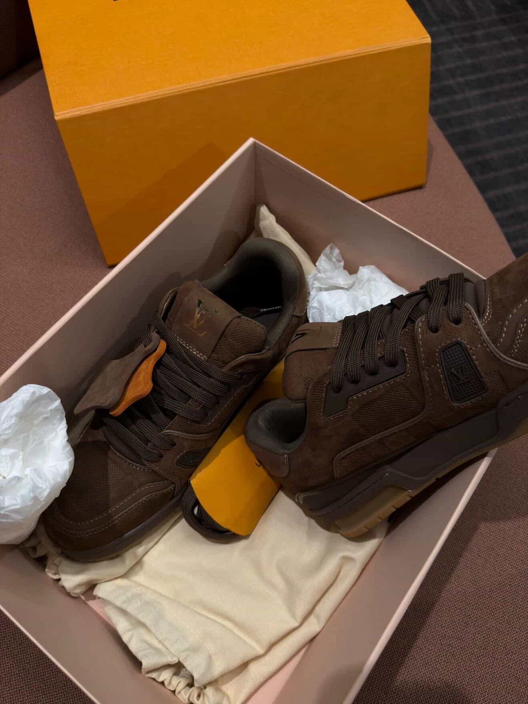 Louis Vuitton Brown Suede Sneakers