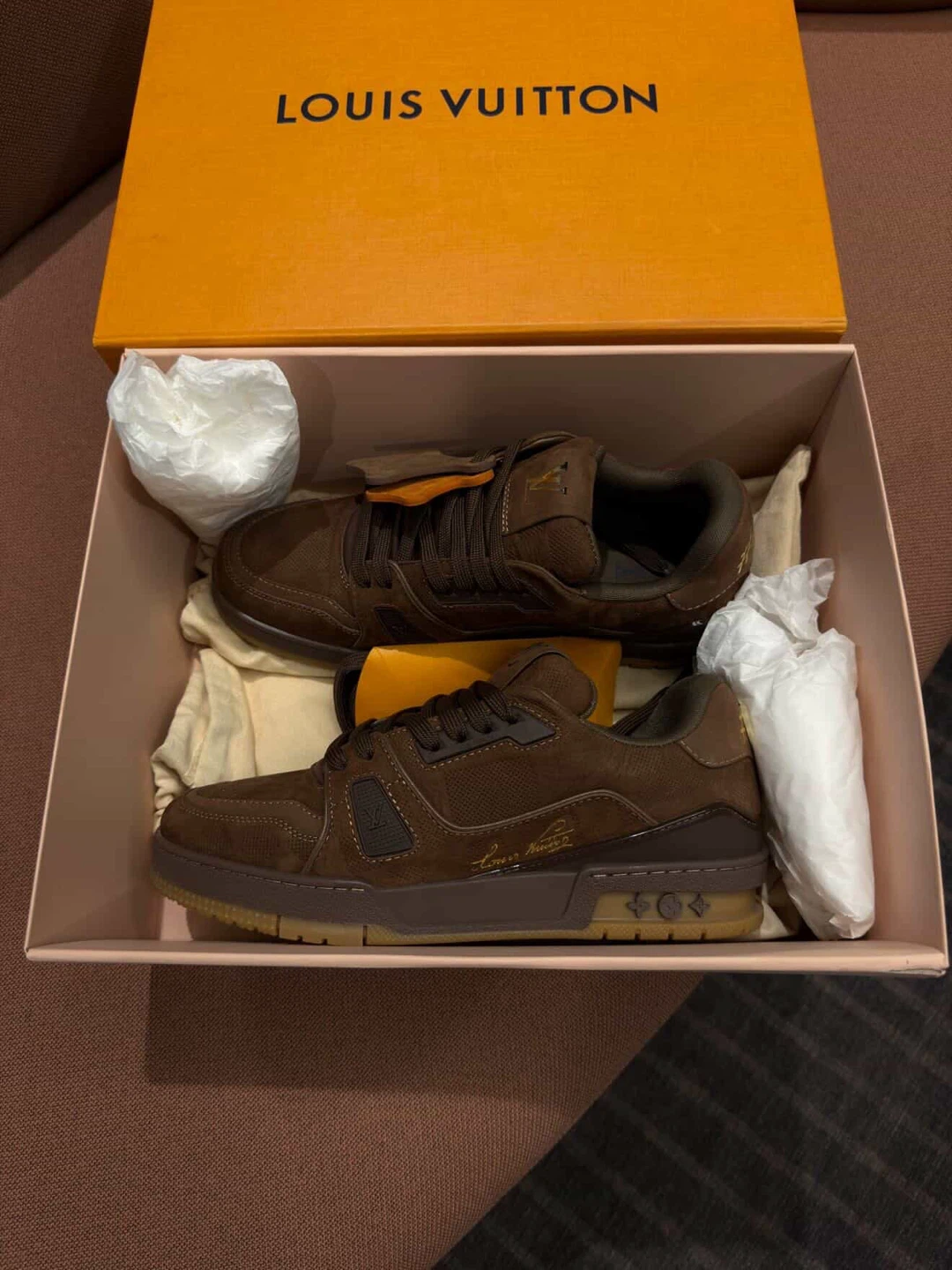 Louis Vuitton Brown Suede Sneakers - photo 3