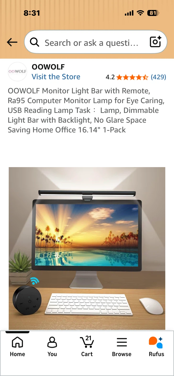 OOWOLF Monitor Light Bar with Remote - photo 3