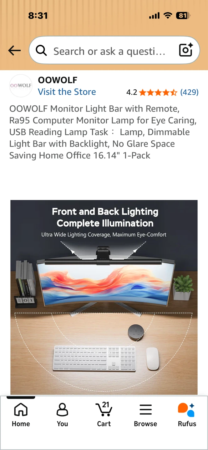 OOWOLF Monitor Light Bar with Remote - photo 4